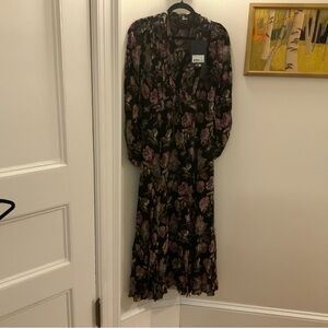 The Kooples Black and Purple Floral Dress NWT size 8
